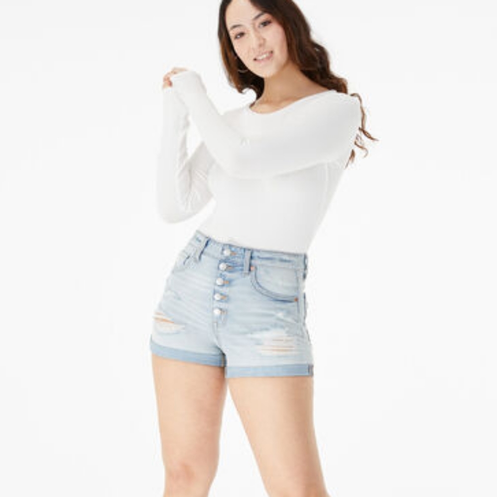 AERO Super High Rise Midi-3" Denim Shorts, sz: 6